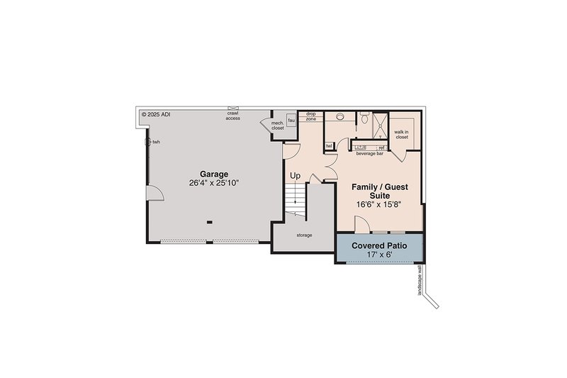 House Blueprint - Floor Plan - Lower Floor for Prairie House Plan #124-1424 - 4 bed, 3.5 bath