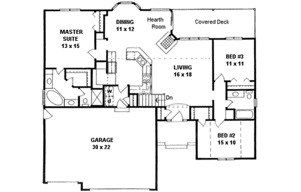 Architectural House Design - Ranch Floor Plan - Main Floor Plan #58-197