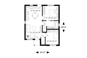 Floor Plan - Main Floor for Cabin House Plan #23-2684 - 2 bed, 1 bath