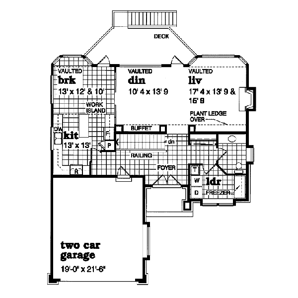 Floor Plan - Main Floor for Traditional House Plan #47-353 - 3 bed, 2.5 bath