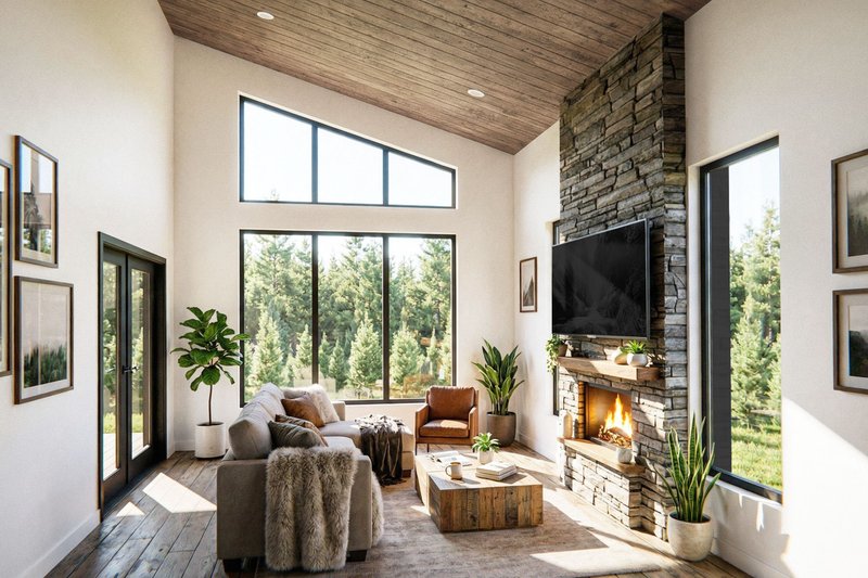 Dream House Plan - Interior - Family Room for Cabin House Plan #924-27 - 2 bed, 1 bath