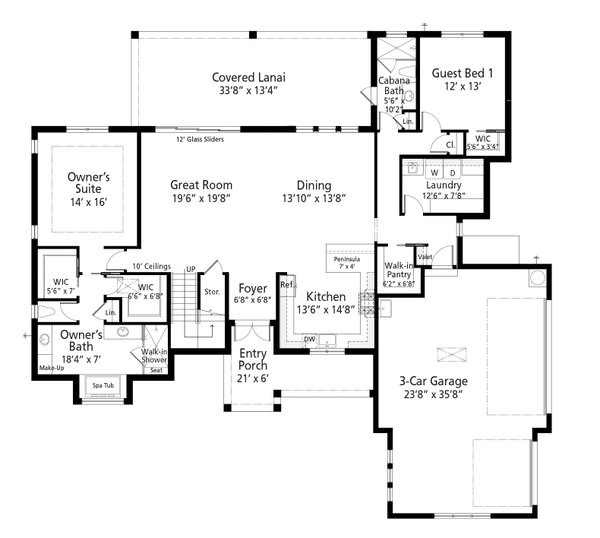 Southern Floor Plan - Main Floor Plan #938-117