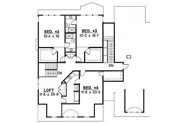 Bungalow Floor Plan - Upper Floor Plan #67-286