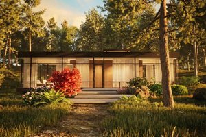 House Plan Design - Exterior - Front Elevation for Modern House Plan #80-225 - 1 bed, 1.5 bath