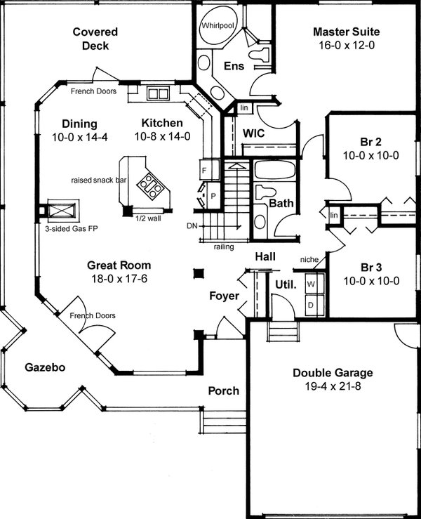 House Design - Country Floor Plan - Main Floor Plan #126-130