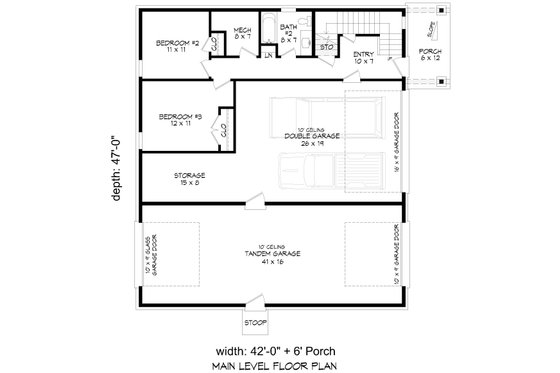 Floor Plan - Main Floor for Contemporary House Plan #932-1022 - 3 bed, 2.5 bath