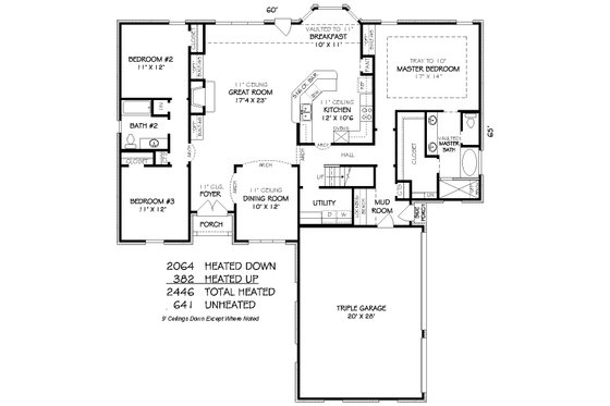 Floor Plan - Main Floor for European House Plan #424-254 - 3 bed, 2 bath