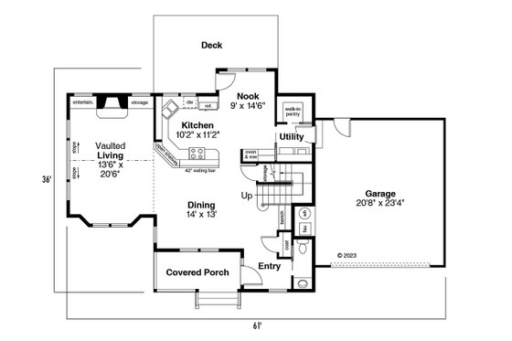 Floor Plan - Main Floor for Farmhouse House Plan #124-161 - 3 bed, 2.5 bath