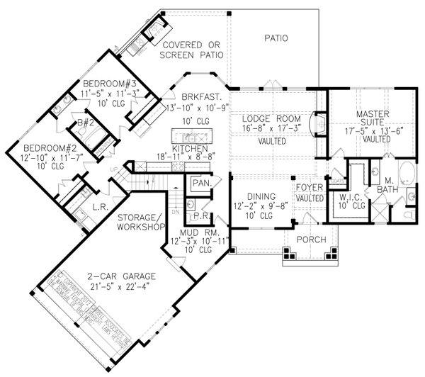 Ranch Floor Plan - Main Floor Plan #54-428