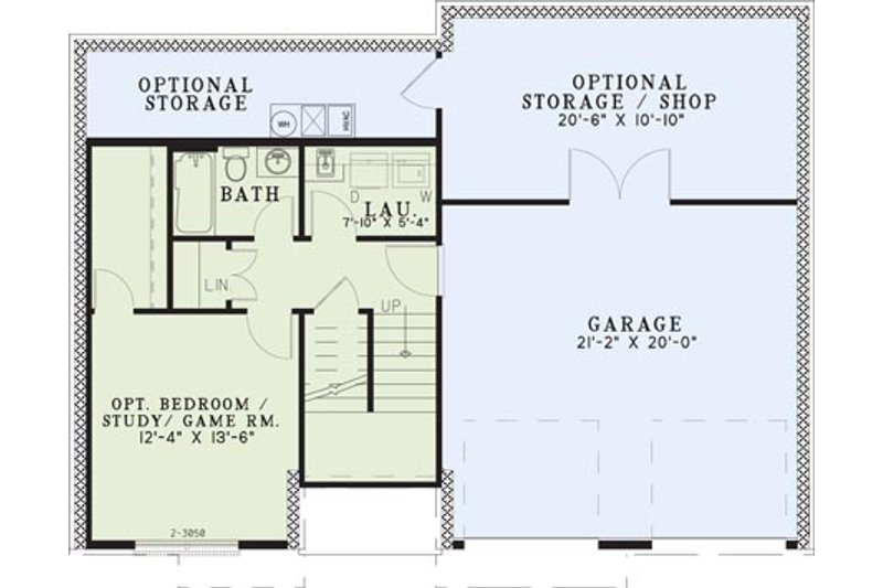 House Blueprint - Floor Plan - Lower Floor for European House Plan #17-301 - 3 bed, 3 bath