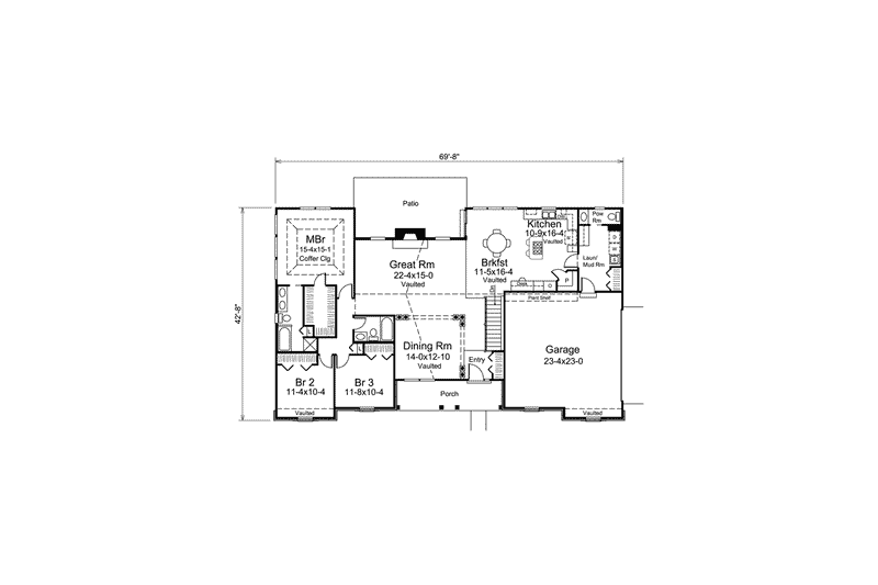 House Plan Design - Floor Plan - Main Floor House Plan #57-604 - 3 bed, 2.5 bath