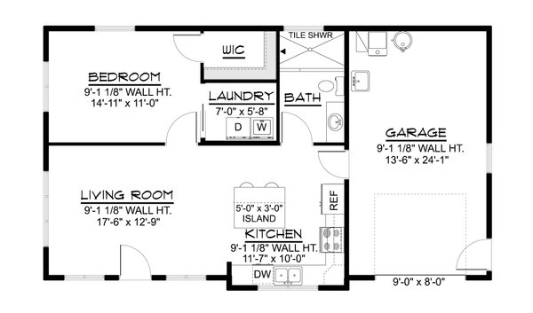 House Blueprint - Floor Plan - Main Floor for Modern House Plan #1064-497 - 1 bed, 1 bath