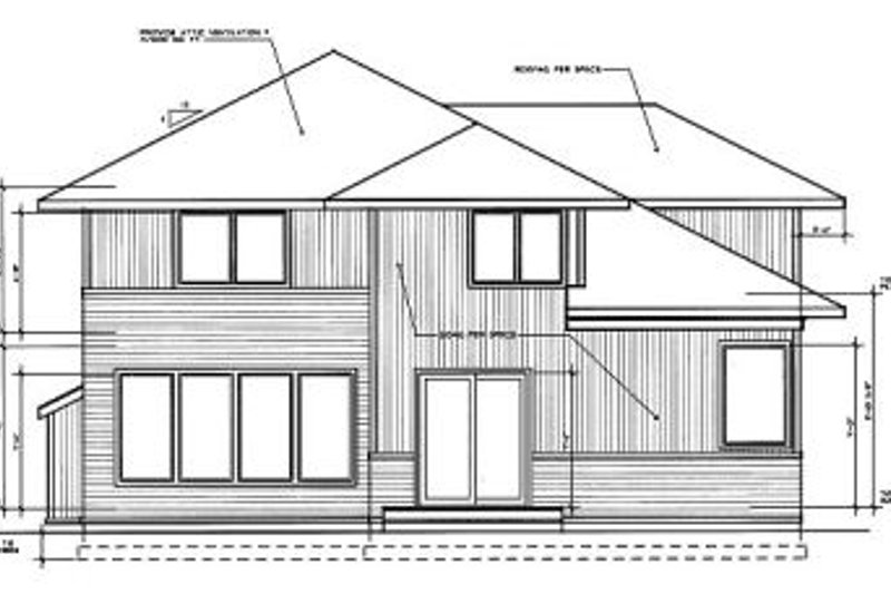 House Design - Exterior - Rear Elevation for Prairie House Plan #94-214 - 3 bed, 2.5 bath