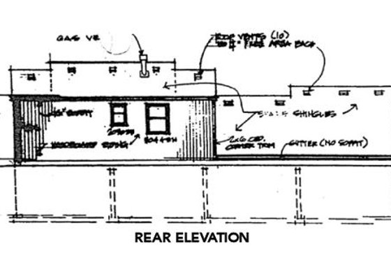 Exterior - Rear Elevation for Ranch House Plan #312-769 - 3 bed, 2 bath