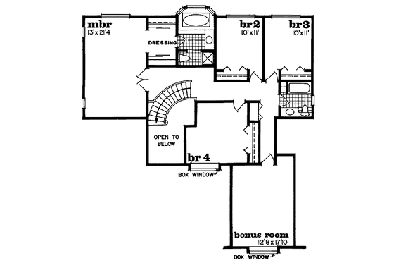 Floor Plan - Upper Floor for Traditional House Plan #47-157 - 4 bed, 2.5 bath