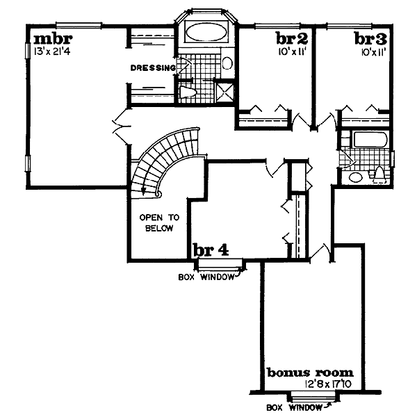 Traditional Floor Plan - Upper Floor Plan #47-157