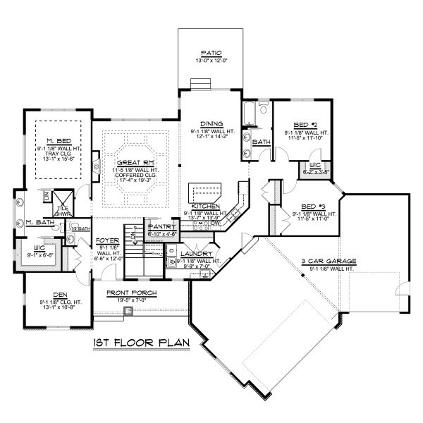 Craftsman Floor Plan - Main Floor Plan #1064-83
