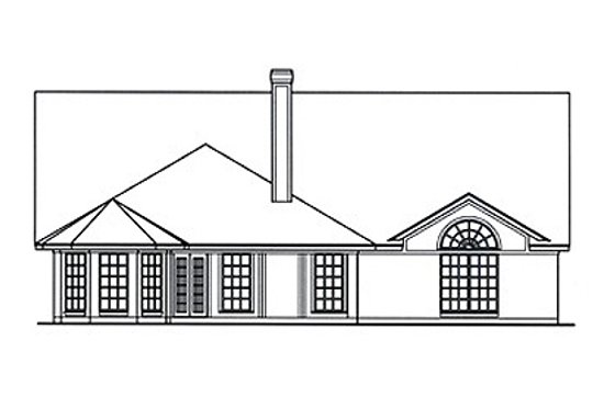 Exterior - Rear Elevation for Country House Plan #42-387 - 4 bed, 2 bath