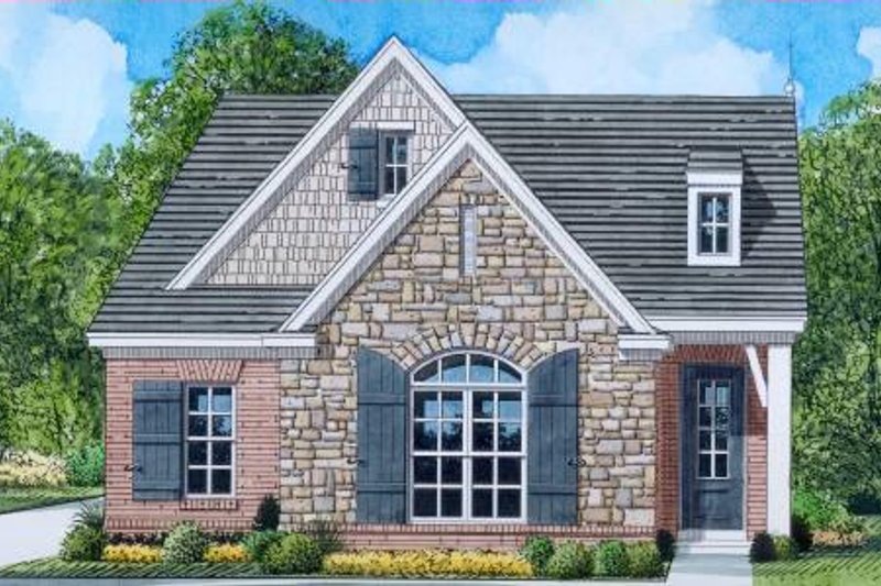 Exterior - Front Elevation 2 for European House Plan #424-76 - 3 bed, 2 bath