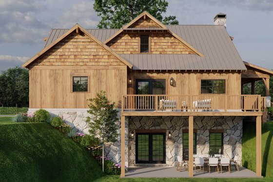 Exterior - Rear Elevation for Craftsman House Plan #17-3427 - 2 bed, 2.5 bath