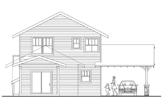 Exterior - Rear Elevation for Craftsman House Plan #124-610 - 3 bed, 2.5 bath
