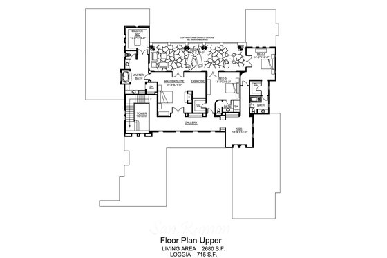 Floor Plan - Upper Floor for Mediterranean House Plan #484-8 - 4 bed, 5 bath