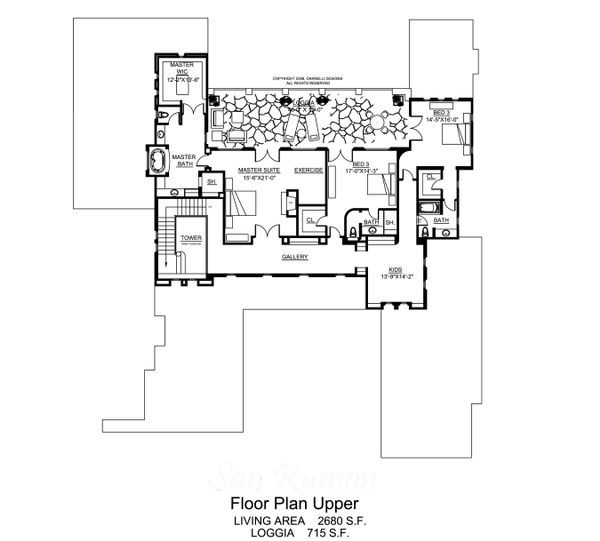 Home Plan - Mediterranean Floor Plan - Upper Floor Plan #484-8