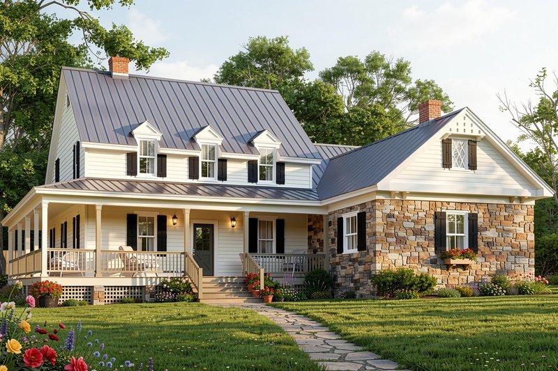 Architectural House Design - Craftsman Exterior - Front Elevation Plan #137-413