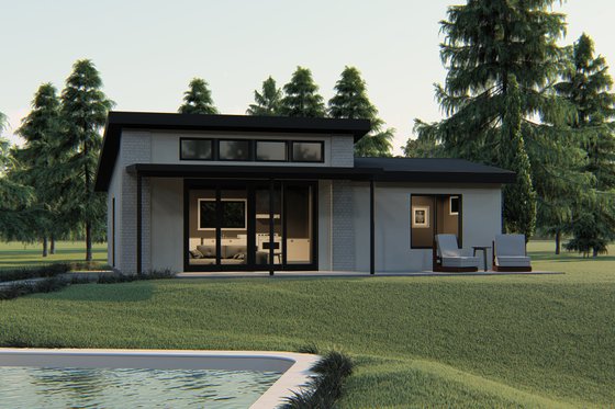 Exterior - Front Elevation 3 for Modern House Plan #1064-121 - 1 bed, 1 bath