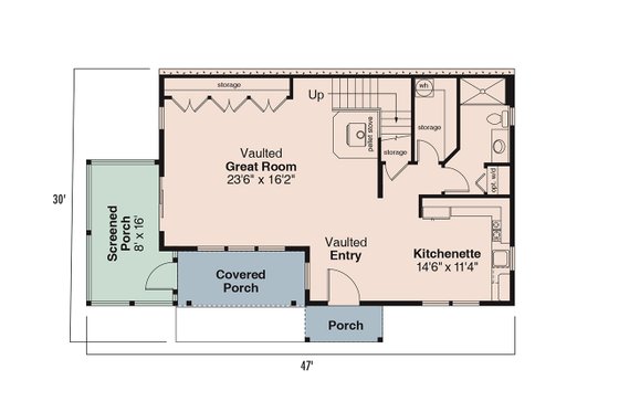Floor Plan - Main Floor for Craftsman House Plan #124-554 - 1 bed, 1 bath