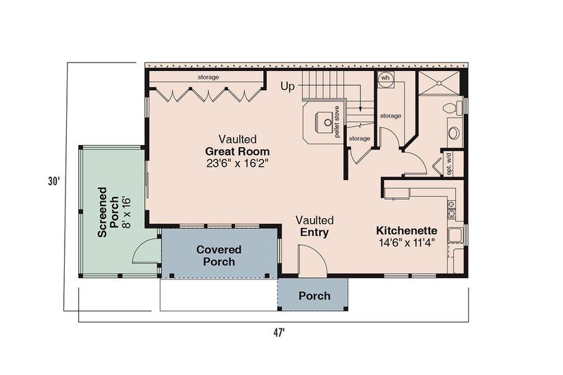 Home Plan - Floor Plan - Main Floor for Craftsman House Plan #124-554 - 1 bed, 1 bath