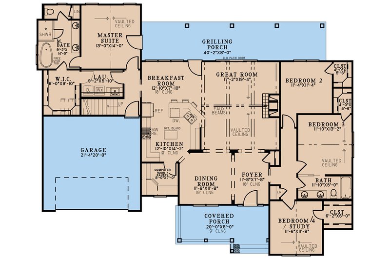 Dream House Plan - Floor Plan - Main Floor for Craftsman House Plan #923-311 - 4 bed, 2.5 bath