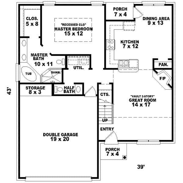 Floor Plan - Main Floor for Traditional House Plan #81-680 - 3 bed, 2.5 bath