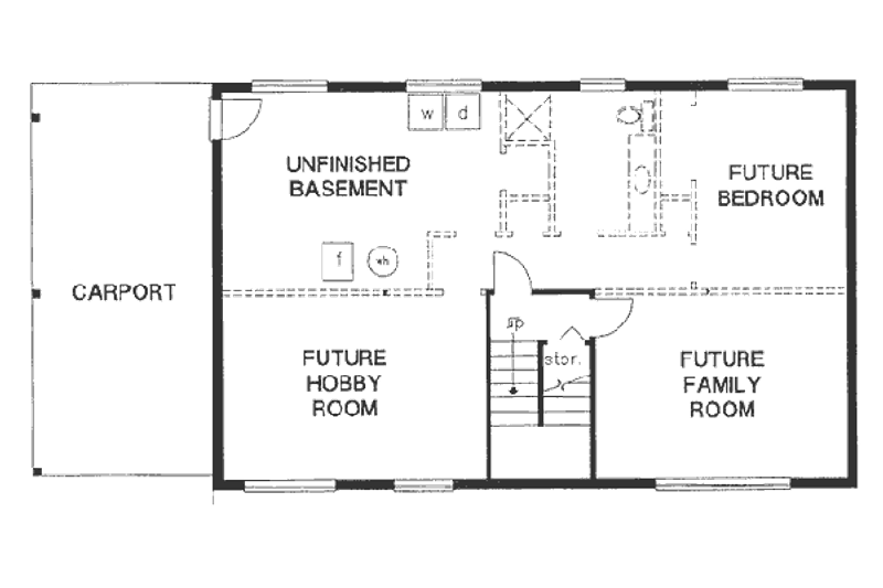 House Plan Design - Floor Plan - Lower Floor for Traditional House Plan #18-9068 - 3 bed, 1 bath