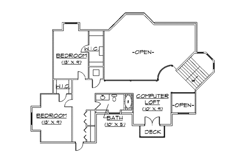 Dream House Plan - Floor Plan - Upper Floor for European House Plan #5-212 - 4 bed, 2.5 bath