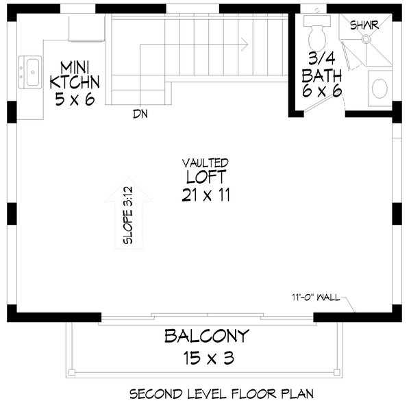 Contemporary Floor Plan - Upper Floor Plan #932-461