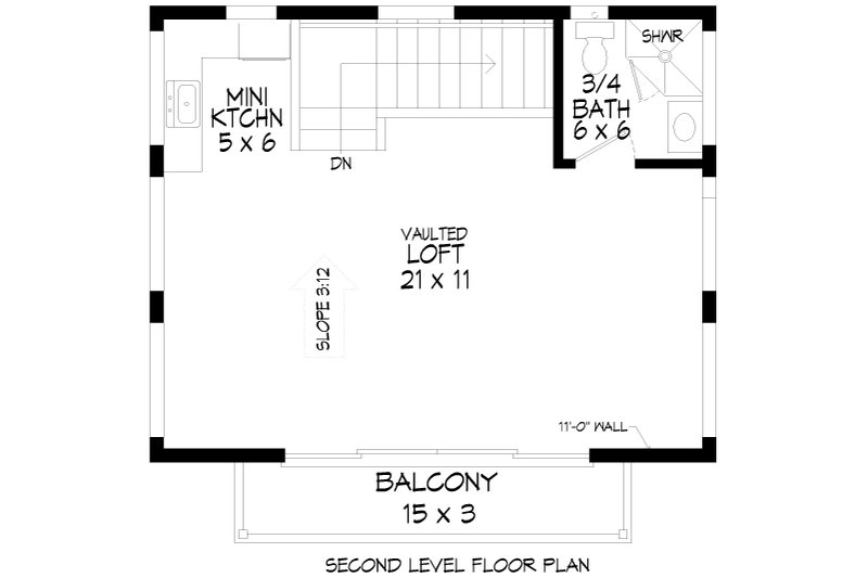 Dream House Plan - Floor Plan - Upper Floor for Contemporary House Plan #932-461, 1 bath