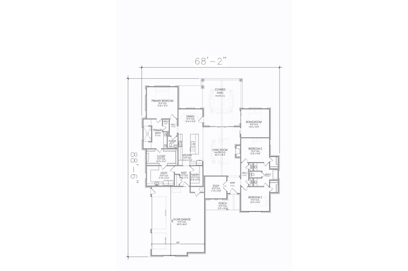 Home Plan - Floor Plan - Main Floor for Traditional House Plan #1098-9 - 3 bed, 2.5 bath