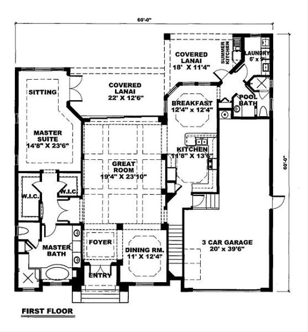 Mediterranean Floor Plan - Main Floor Plan #27-291
