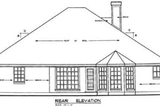 Exterior - Rear Elevation for European House Plan #42-206 - 4 bed, 2 bath