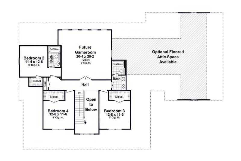 Architectural House Design - Floor Plan - Upper Floor for Farmhouse House Plan #21-632 - 4 bed, 3.5 bath