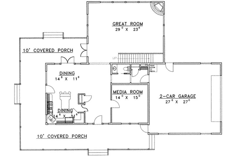 Architectural House Design - Floor Plan - Main Floor for Modern House Plan #117-372 - 3 bed, 2.5 bath