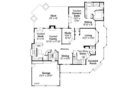 Floor Plan - Main Floor for Country House Plan #124-173 - 3 bed, 2.5 bath