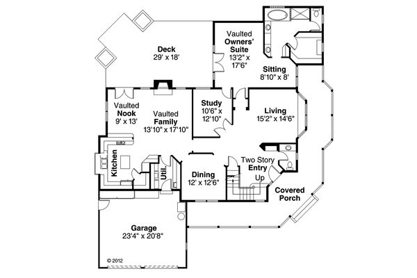 Architectural House Design - Country Floor Plan - Main Floor Plan #124-173