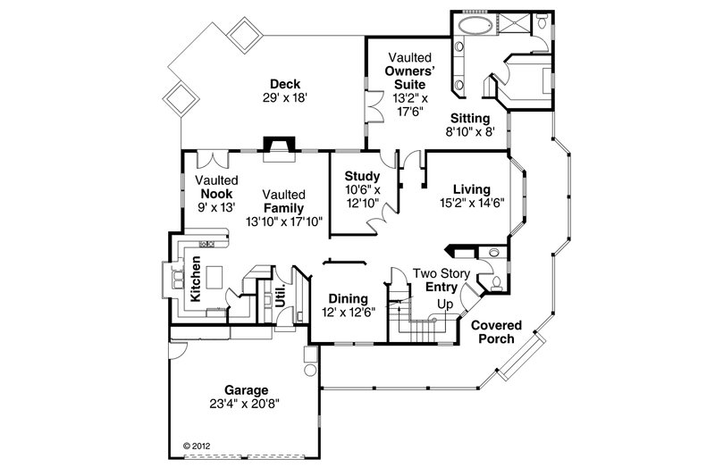 Architectural House Design - Floor Plan - Main Floor for Country House Plan #124-173 - 3 bed, 2.5 bath