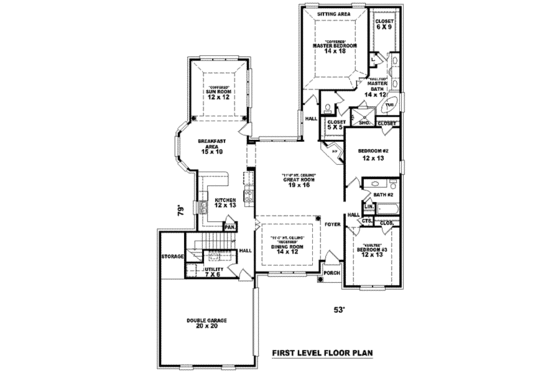 Floor Plan - Main Floor for European House Plan #81-1141 - 3 bed, 3 bath