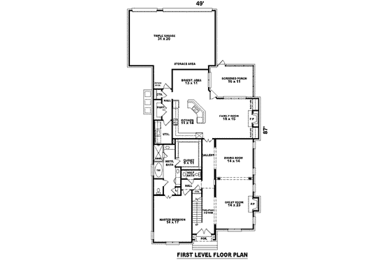 Floor Plan - Main Floor for European House Plan #81-1112 - 3 bed, 2.5 bath