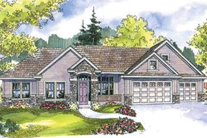 Ranch Exterior - Front Elevation Plan #124-668