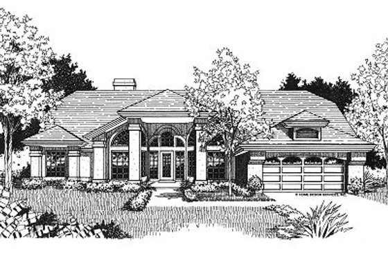 Exterior - Front Elevation for Mediterranean House Plan #417-193 - 4 bed, 2 bath