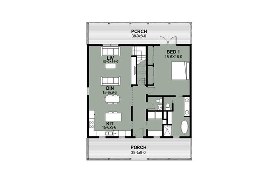 Floor Plan - Main Floor for Farmhouse House Plan #497-7 - 3 bed, 3.5 bath